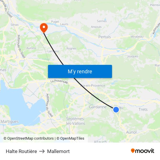 Halte Routière to Mallemort map