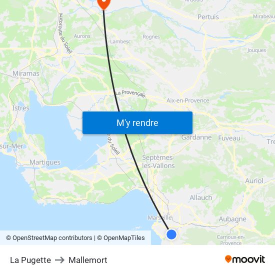 La Pugette to Mallemort map