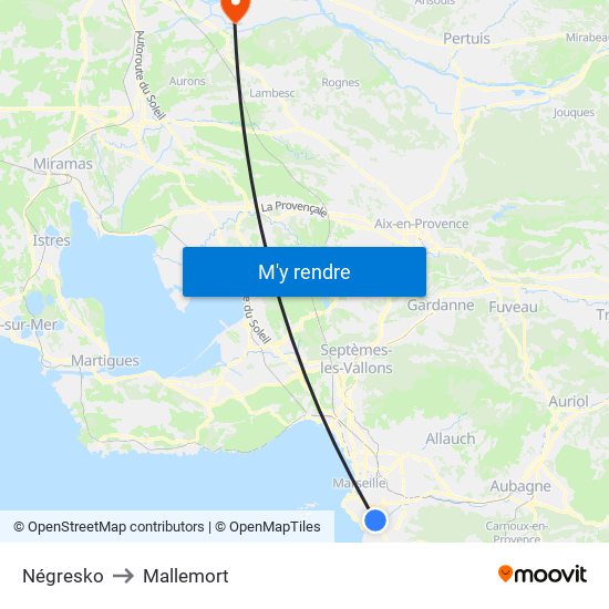 Négresko to Mallemort map