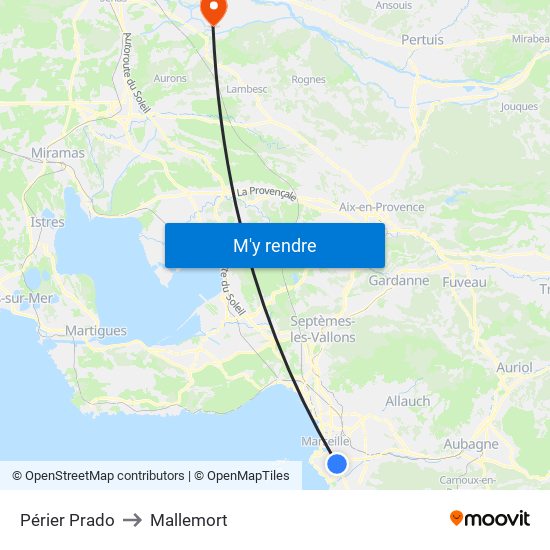 Périer Prado to Mallemort map