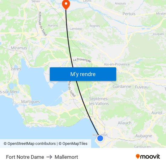 Fort Notre Dame to Mallemort map