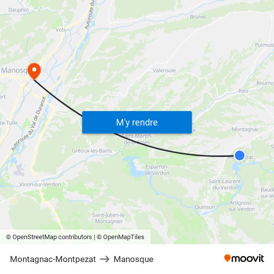 Montagnac-Montpezat to Manosque map