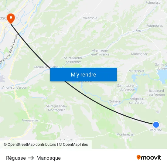 Régusse to Manosque map