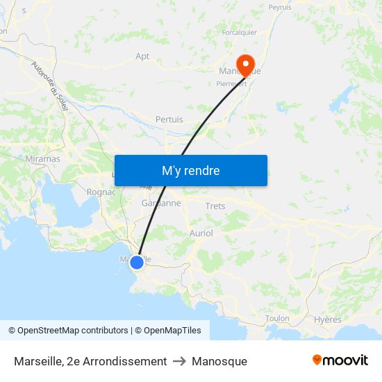 Marseille, 2e Arrondissement to Manosque map