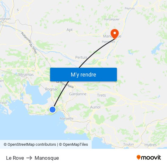 Le Rove to Manosque map