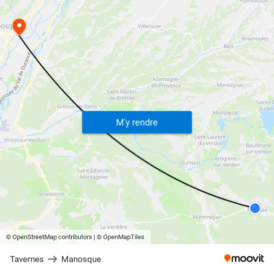 Tavernes to Manosque map