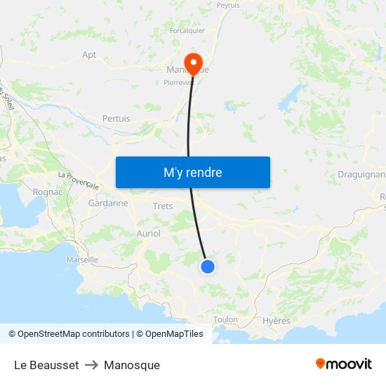 Le Beausset to Manosque map