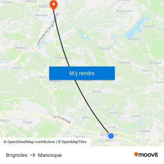 Brignoles to Manosque map