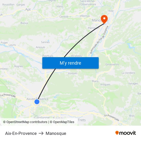 Aix-En-Provence to Manosque map