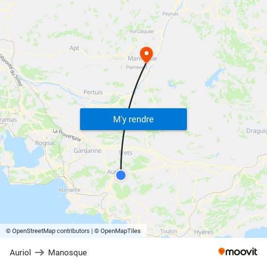 Auriol to Manosque map
