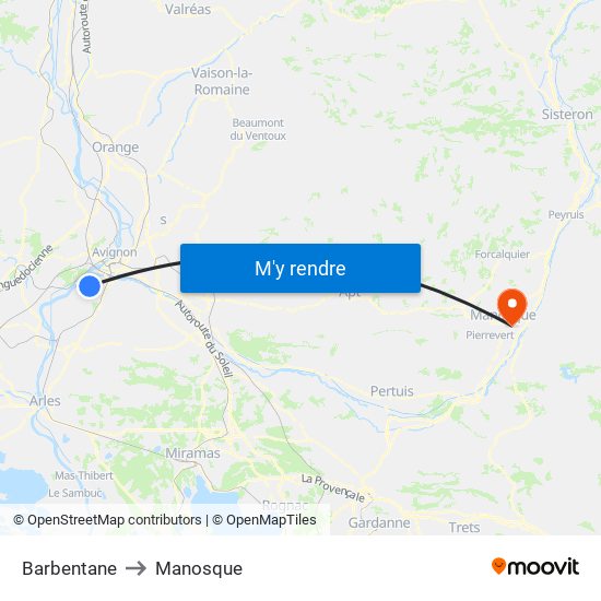 Barbentane to Manosque map