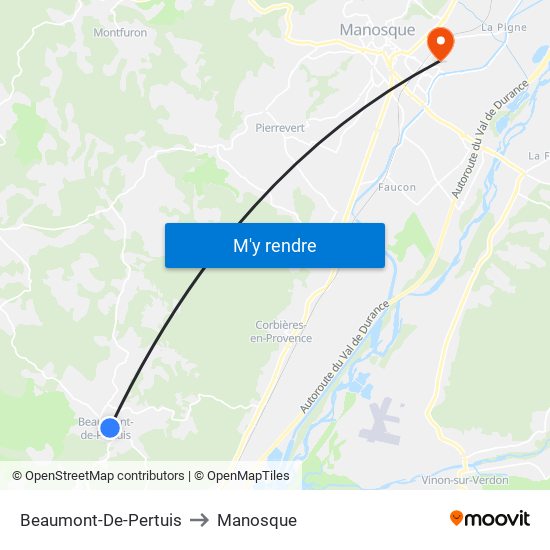 Beaumont-De-Pertuis to Manosque map