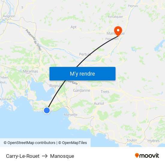 Carry-Le-Rouet to Manosque map
