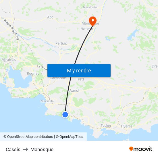 Cassis to Manosque map