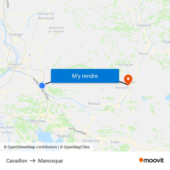 Cavaillon to Manosque map