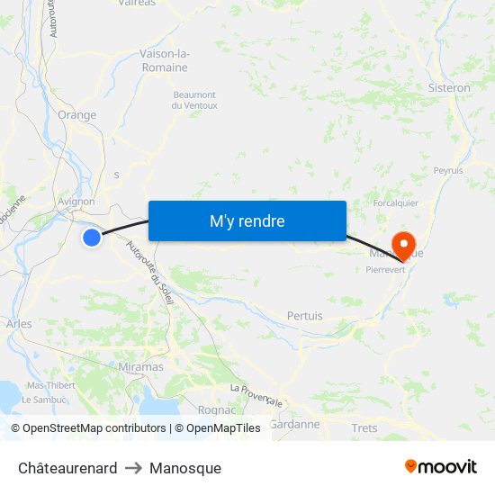 Châteaurenard to Manosque map