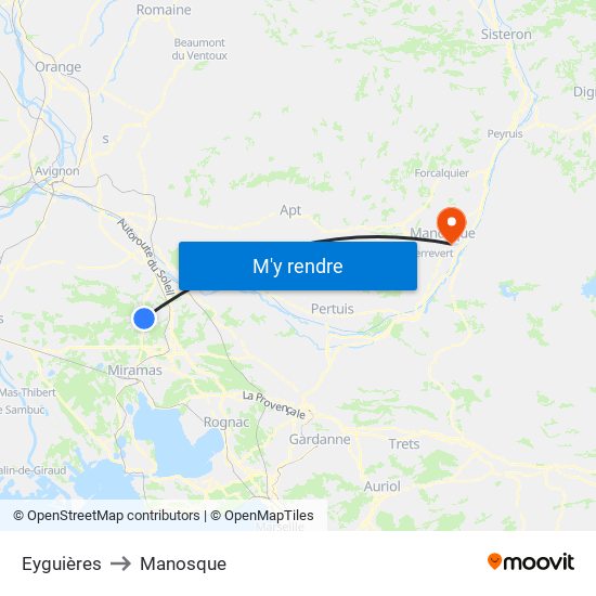 Eyguières to Manosque map
