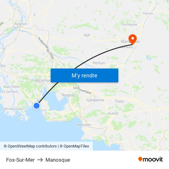 Fos-Sur-Mer to Manosque map