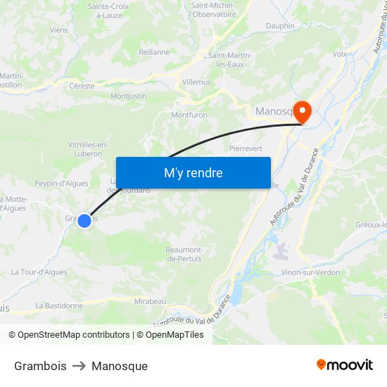 Grambois to Manosque map