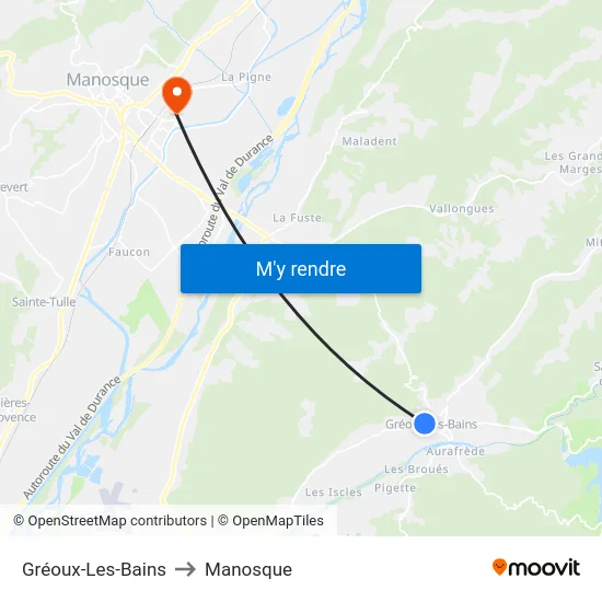 Gréoux-Les-Bains to Manosque map