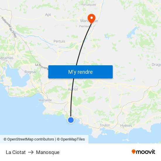 La Ciotat to Manosque map