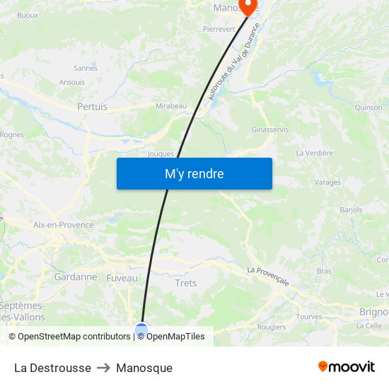 La Destrousse to Manosque map