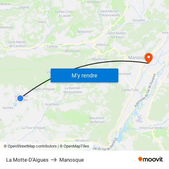 La Motte-D'Aigues to Manosque map
