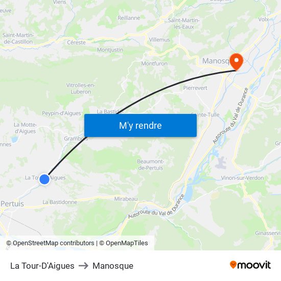 La Tour-D'Aigues to Manosque map