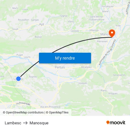 Lambesc to Manosque map