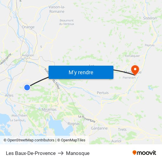 Les Baux-De-Provence to Manosque map