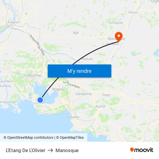 L'Etang De L'Olivier to Manosque map