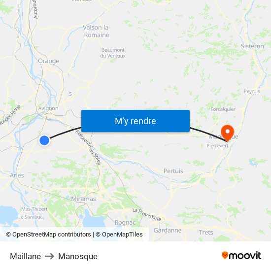 Maillane to Manosque map