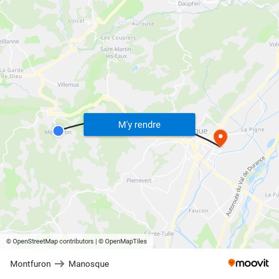 Montfuron to Manosque map