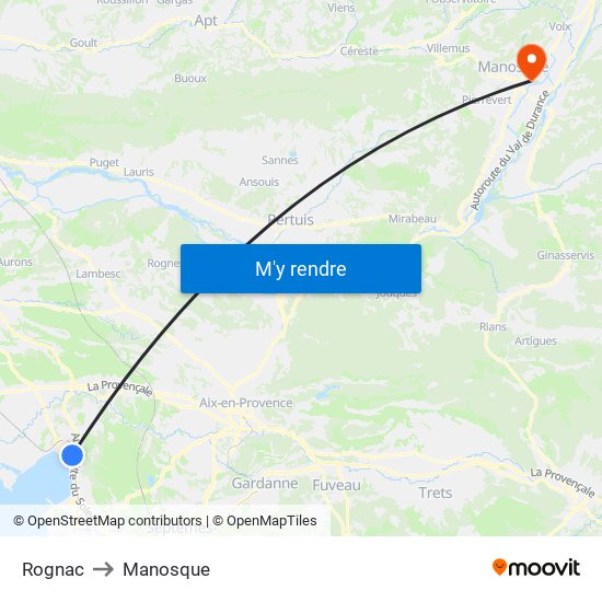 Rognac to Manosque map