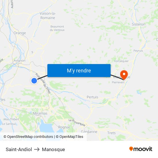 Saint-Andiol to Manosque map