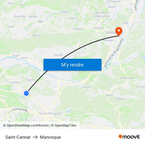 Saint-Cannat to Manosque map