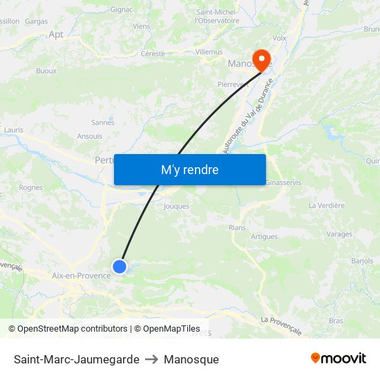 Saint-Marc-Jaumegarde to Manosque map