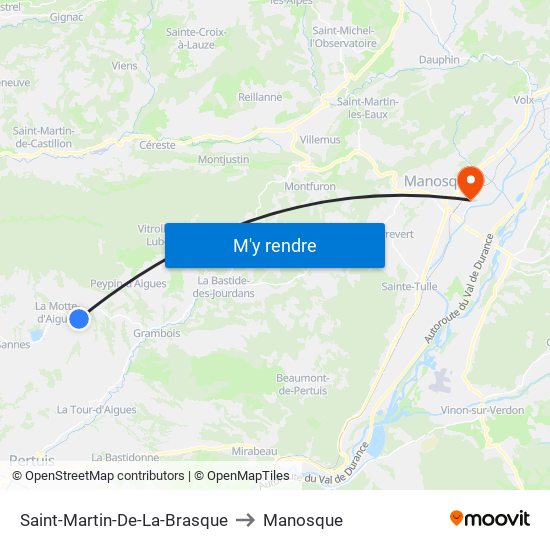 Saint-Martin-De-La-Brasque to Manosque map