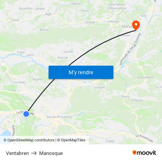 Ventabren to Manosque map