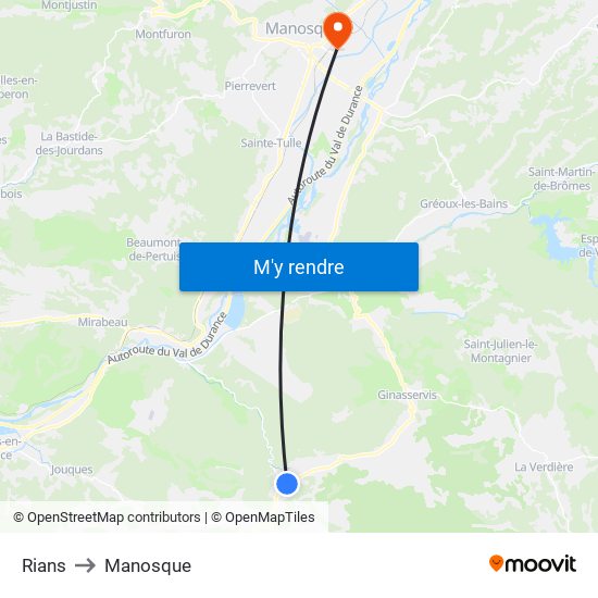 Rians to Manosque map