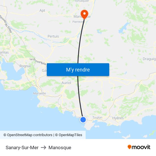 Sanary-Sur-Mer to Manosque map