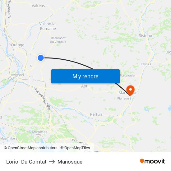 Loriol-Du-Comtat to Manosque map