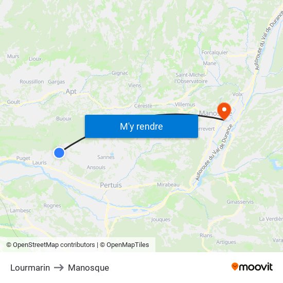 Lourmarin to Manosque map