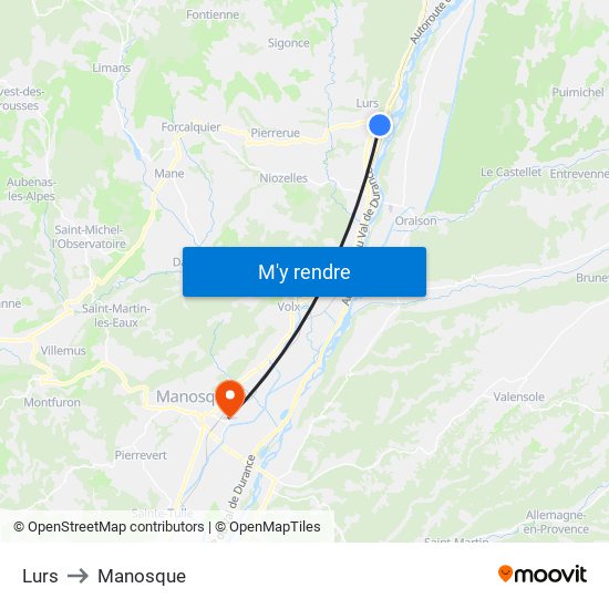 Lurs to Manosque map