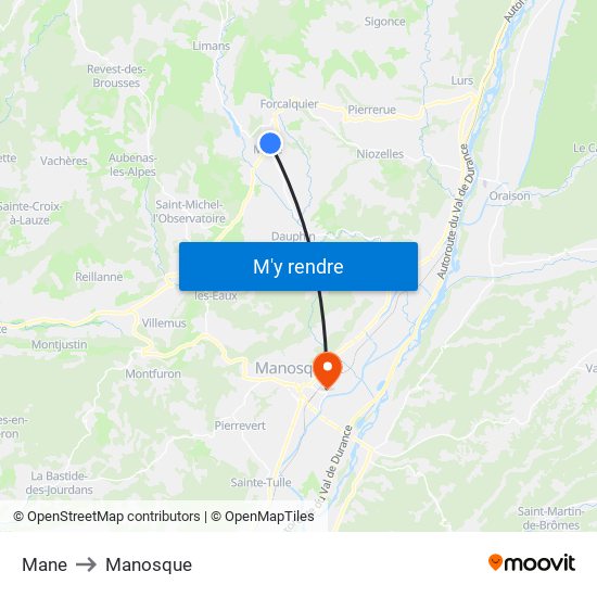 Mane to Manosque map