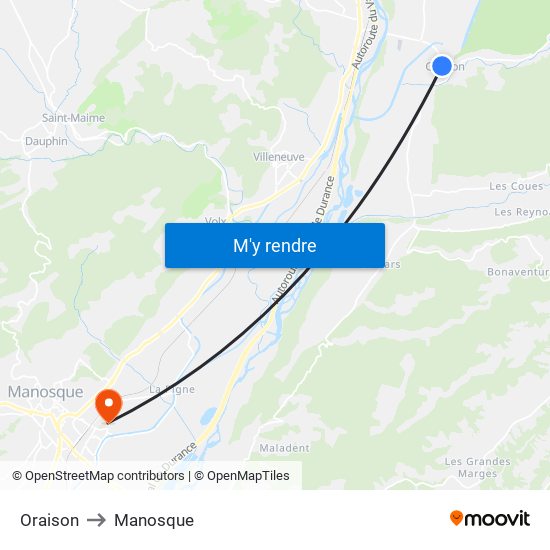 Oraison to Manosque map