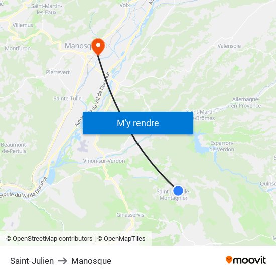 Saint-Julien to Manosque map