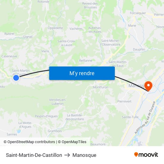 Saint-Martin-De-Castillon to Manosque map