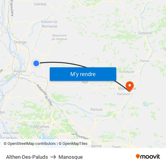 Althen-Des-Paluds to Manosque map