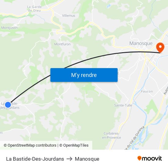 La Bastide-Des-Jourdans to Manosque map